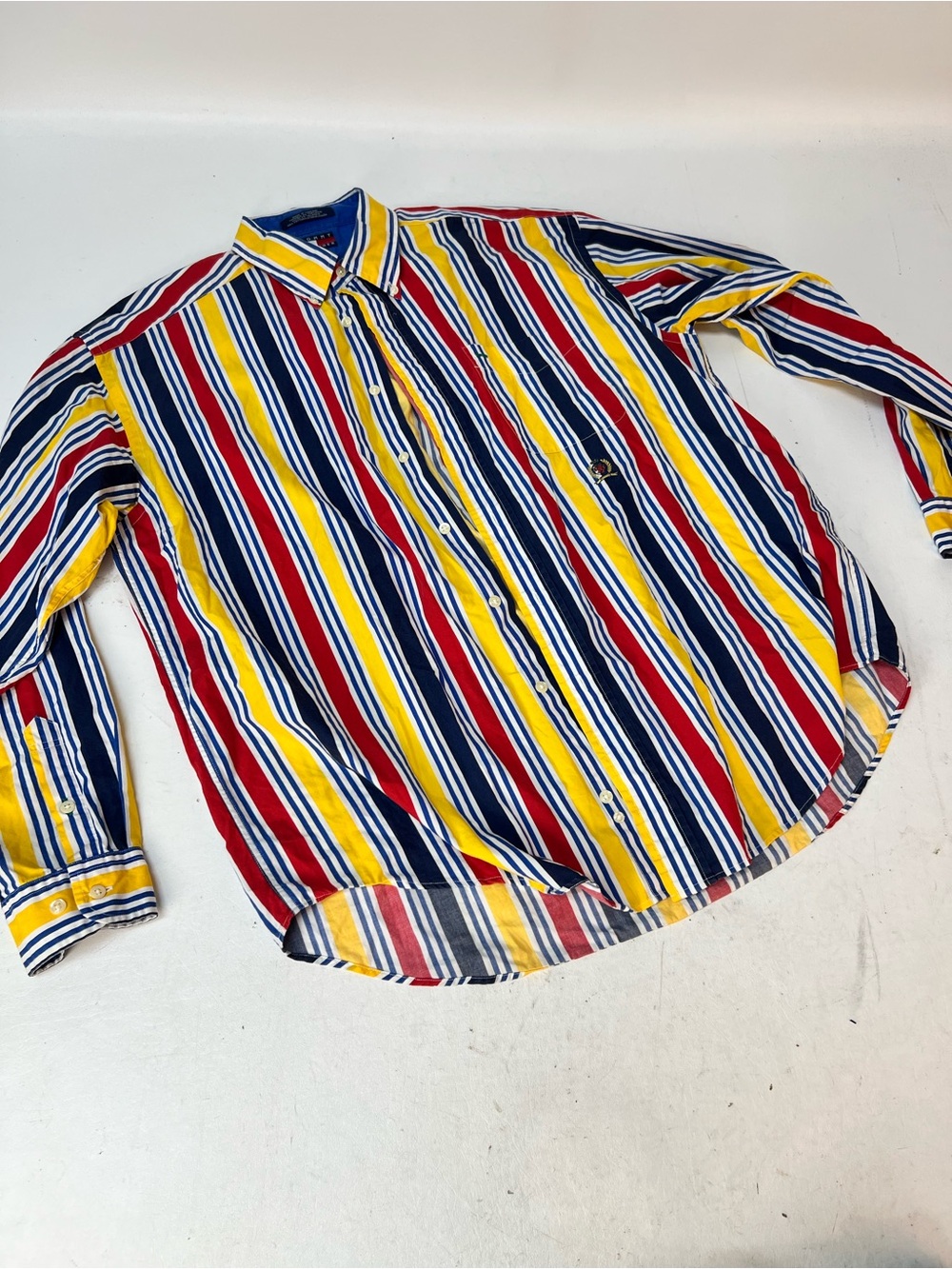 TOMMY HILFIGER Multi-Stripe Button-Up Shirt in Red, Yellow & Blue